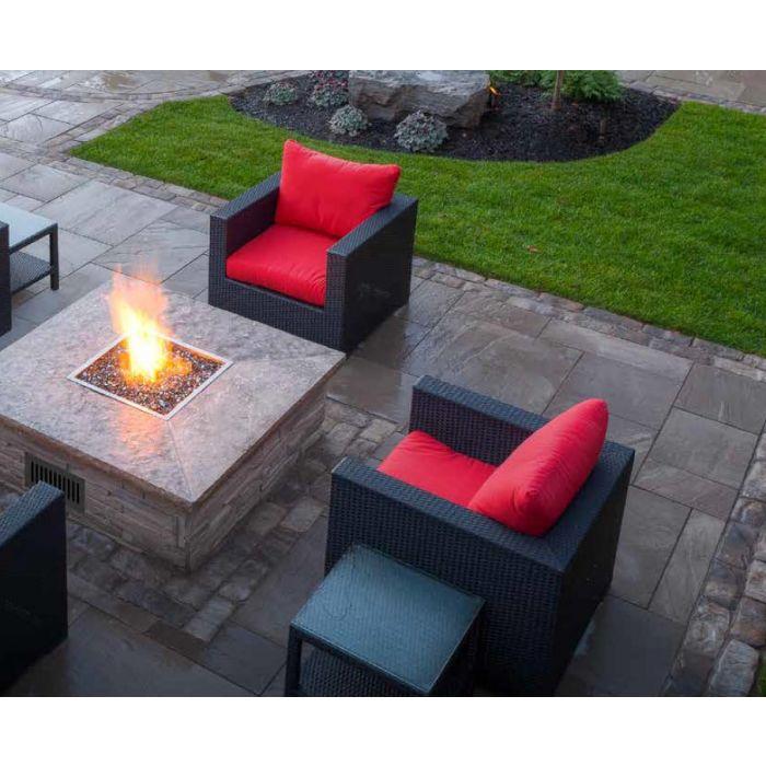 Firegear Stainless Steel Square Flat Pan Natural Gas Fire Pit Burner Kit with Match Throw Ignition System