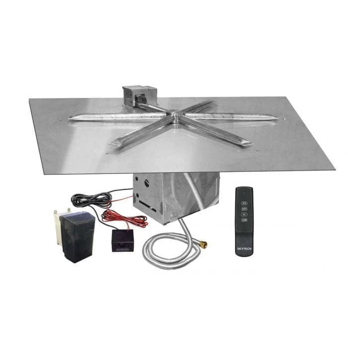 Firegear Stainless Steel Square Flat Pan Natural Gas Fire Pit Burner Kit with Match Throw Ignition System