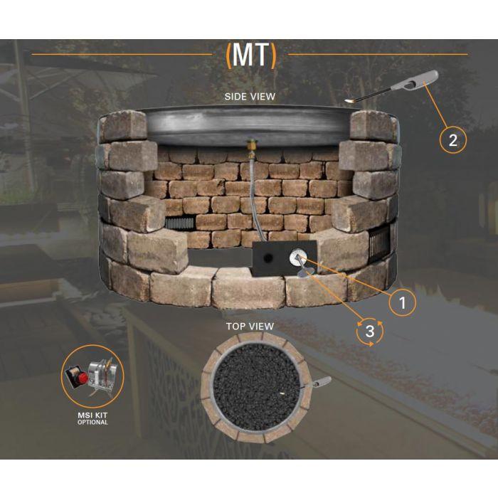 Firegear Stainless Steel Square Flat Pan Natural Gas Fire Pit Burner Kit with Match Throw Ignition System