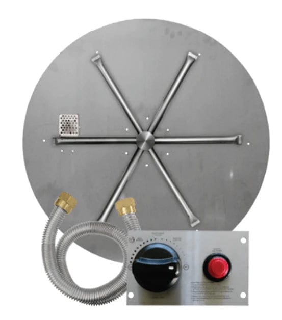 Firegear Stainless Steel Round Flat Pan Gas Fire Pit Burner Kit with TPSI Ignition System