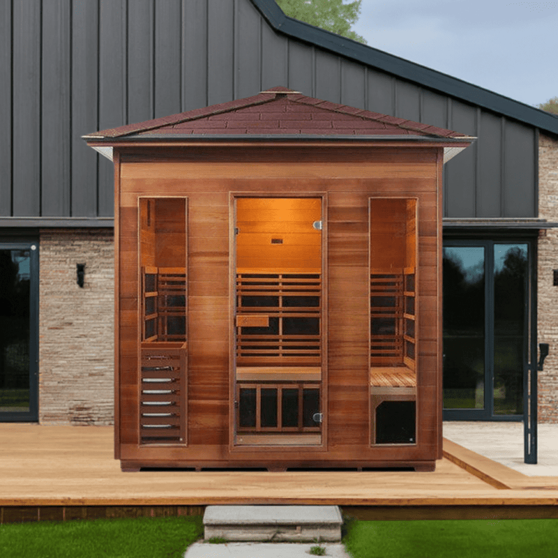 Enlighten InfraNature Duet Diamond 5 Hybrid Infrared/Traditional Outdoor Sauna | 5 Persons