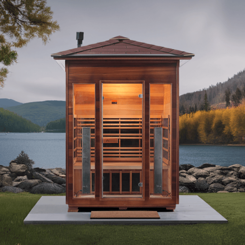 Enlighten InfraNature Original Rustic 3 Full Spectrum Infrared Outdoor Sauna | 3 Persons