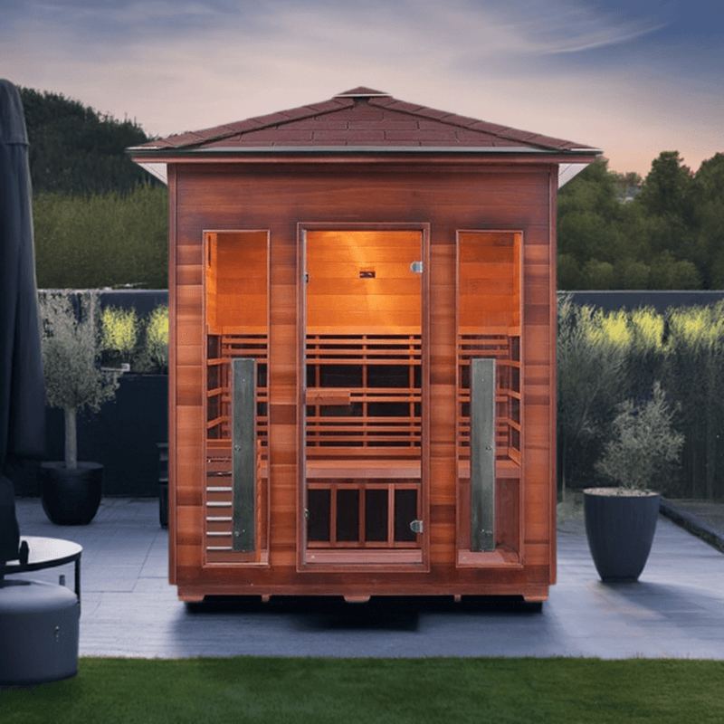 Enlighten InfraNature Duet Diamond 4 Hybrid Infrared/Traditional Outdoor Sauna | 4 Persons