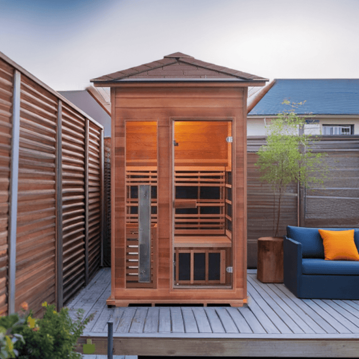 Enlighten InfraNature Duet Diamond 2 Hybrid Infrared/Traditional Outdoor Sauna | 2 Persons