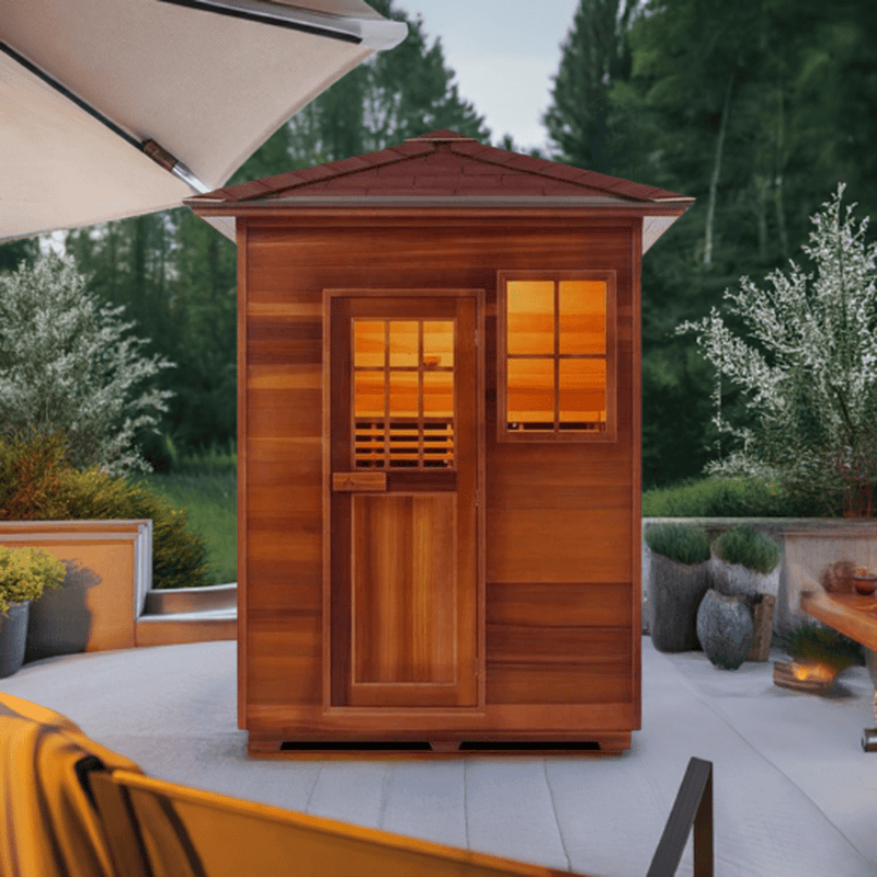 Enlighten InfraNature Duet Sapphire 3 Hybrid Infrared/Traditional Outdoor Sauna | 3 Persons