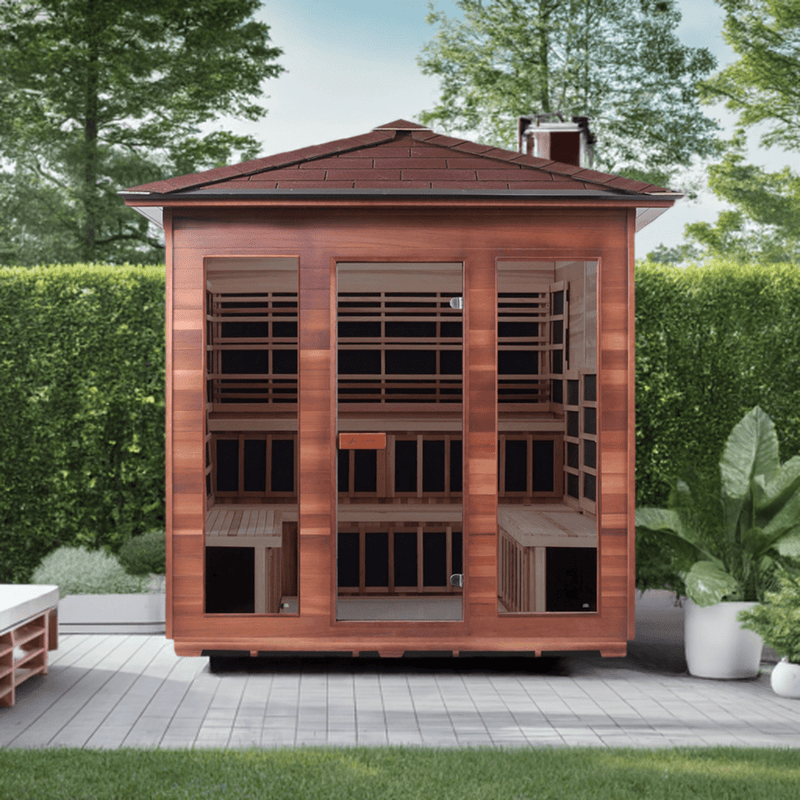 Enlighten InfraNature Original Rustic 8 Full Spectrum Infrared Outdoor Sauna | 8 Persons