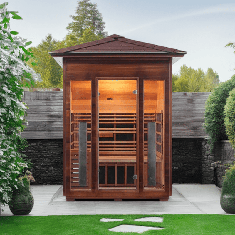 Enlighten InfraNature Duet Diamond 3 Hybrid Infrared/Traditional Outdoor Sauna | 3 Persons