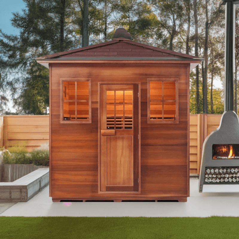 Enlighten InfraNature Duet Sapphire 5 Hybrid Infrared/Traditional Outdoor Sauna | 5 Persons