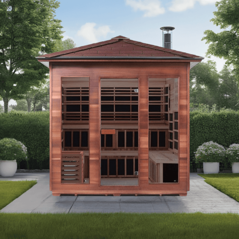 Enlighten InfraNature Duet Diamond 8 Hybrid Infrared/Traditional Outdoor Sauna | 8 Persons