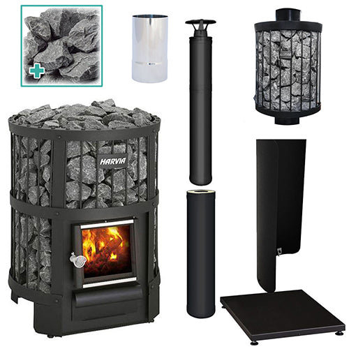 Harvia Legend 150 BK WH Pkg 16.0kW Wood-Burning Sauna Stove Package