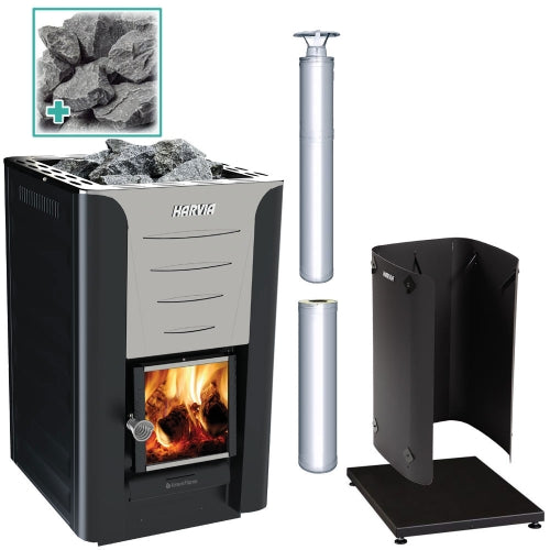 Harvia Pro 20 SS Pkg 24kW Wood-Burning Sauna Stove Package