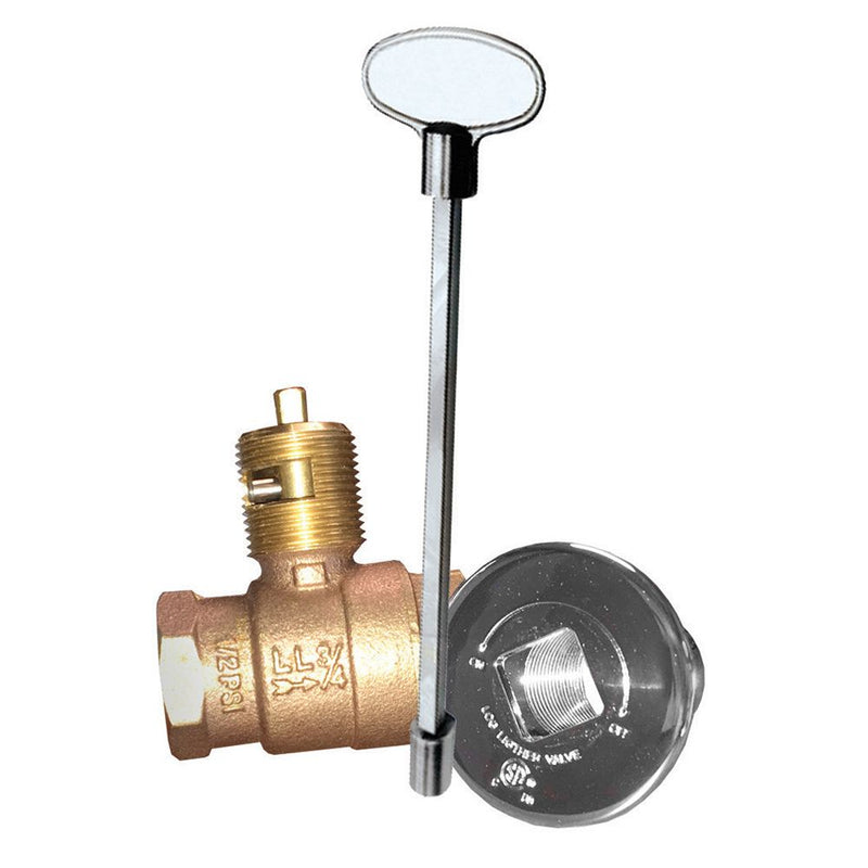 Firegear Straight Key Valve with Chrome Cover and 12" Key