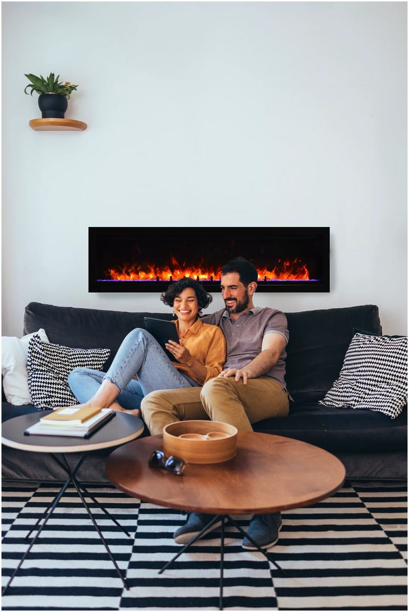 Amantii Symmetry Lumina 34" Indoor Outdoor LInear Built In Smart Electric Fireplace with WiFi