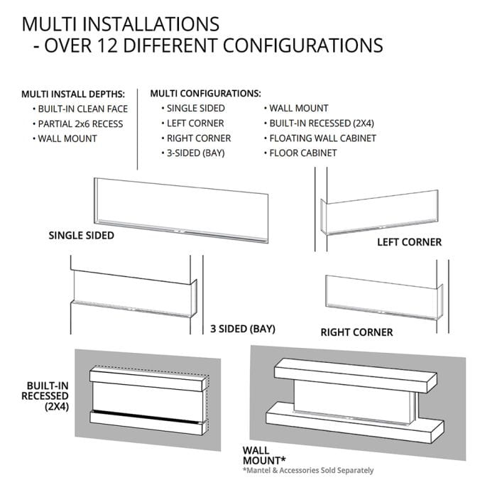 Modern Flames LANDSCAPE PRO MULTI 120" Multi-Sided Built-In Electric Fireplace (11.5" Deep - 120" x 16" Viewing)