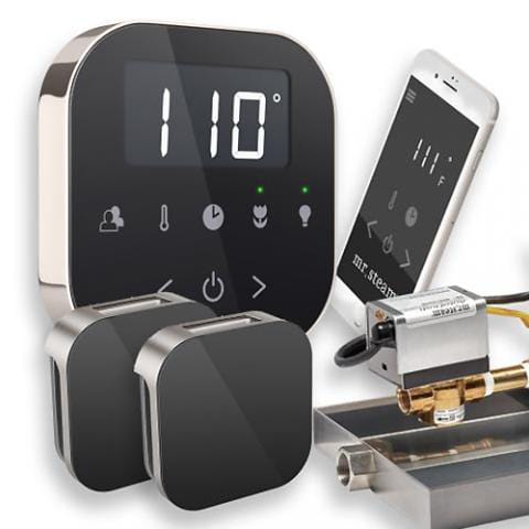 Mr. Steam AirButler Max Steam Shower Control Package with AirTempo Control and Aroma Glass SteamHead