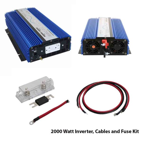 Aims Power 2000 Watt Pure Sine Power Inverter Kit