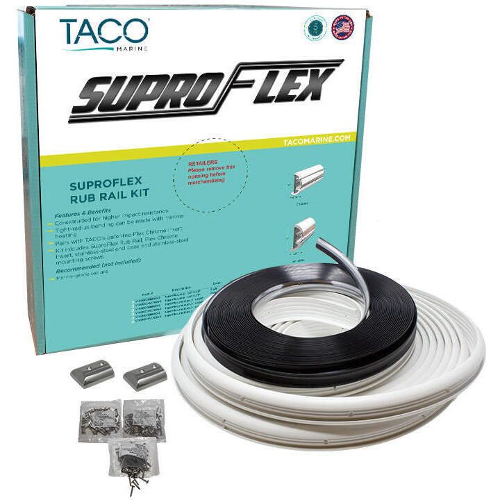 TACO SuproFlex Rub Rail Kit w/Flex Vinyl Overlay Insert - 2"H x 1-1/4"W x 80'L - White w/White Insert [V11-9993WWK80-2]