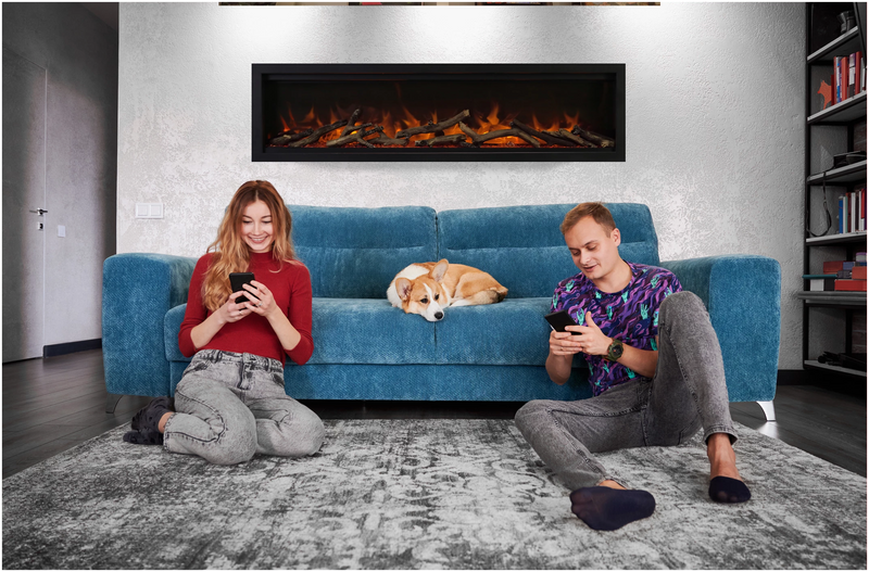 Amantii Symmetry Lumina 42" Indoor Outdoor Linear Built In Smart Electric Fireplace with WiFi