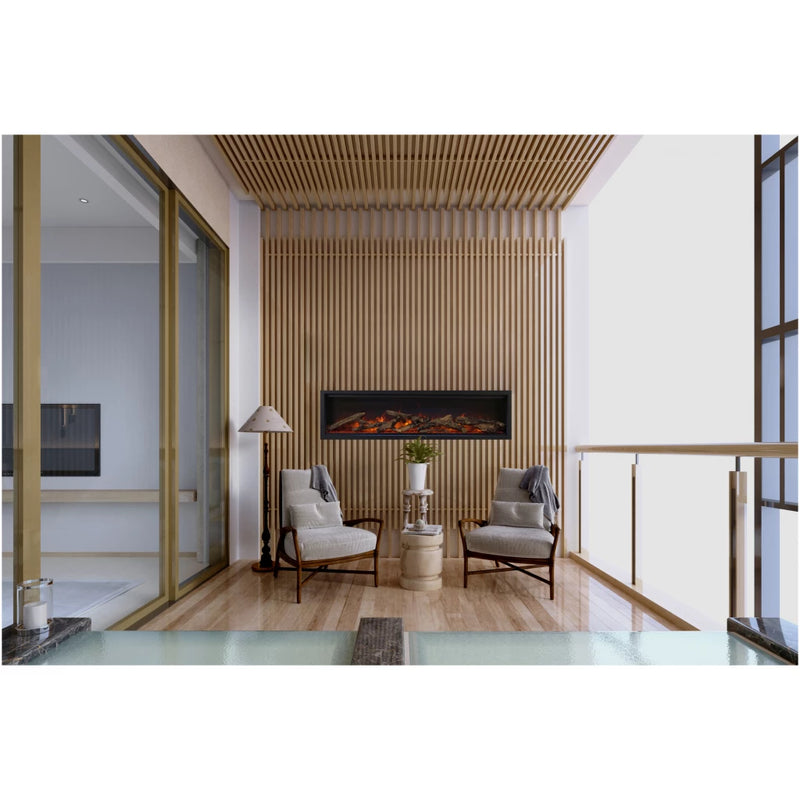 Amantii Symmetry Lumina 34" Indoor Outdoor LInear Built In Smart Electric Fireplace with WiFi