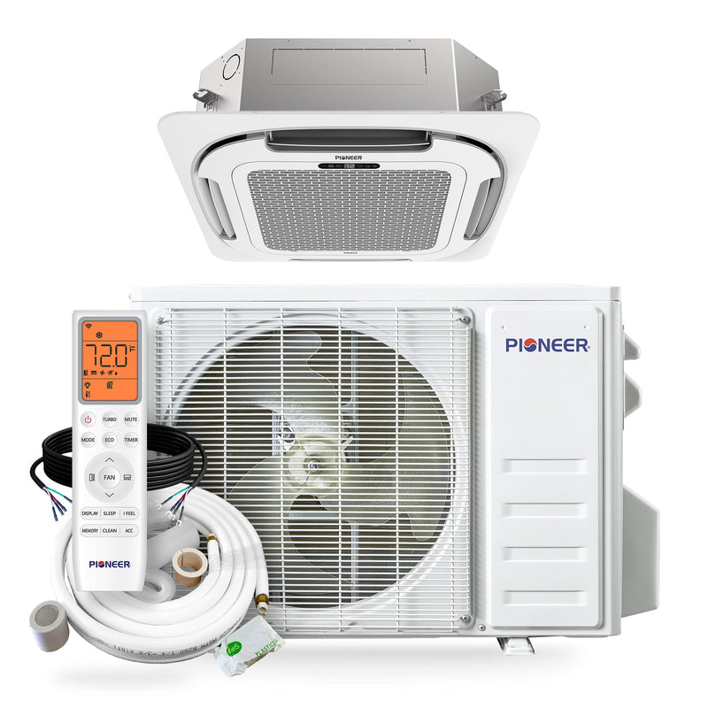 Pioneer® Quantum Ultra™ 12,000 BTU 22 SEER2 230V Ceiling Cassette Ductless Mini-Split Air Conditioner Inverter Heat Pump Full Set