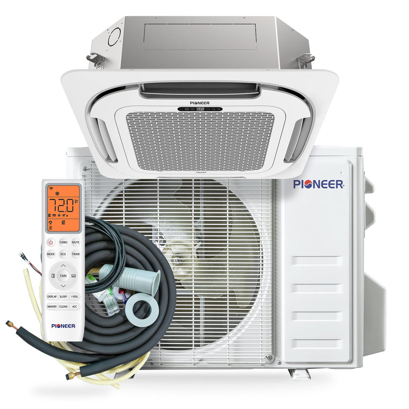 Pioneer® Quantum Ultra™ 24,000 BTU 22.5 SEER2 230V Ceiling Cassette Ductless Mini-Split Air Conditioner Inverter Heat Pump Full Set