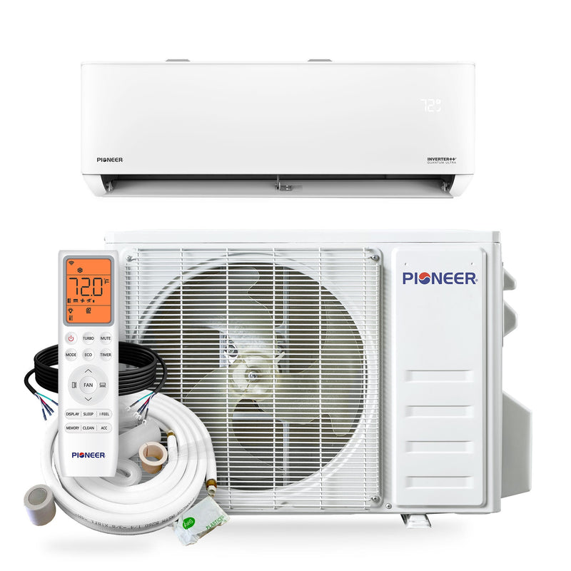 Pioneer® Quantum Ultra™ 9,000 BTU 24 SEER2 230V High-Wall Ductless Energy-Star Mini-Split Air Conditioner Inverter Heat Pump Full Set