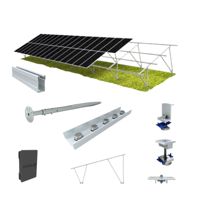 Chiko USA GroundFlex U2V Solar Panel Ground Mount Kit | 30 Solar Panels