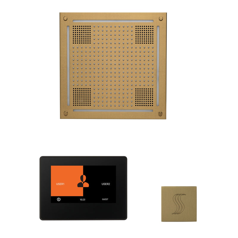 ThermaSol Wellness Steam Package with 7" ThermaTouch Control, HydroVive 18 Rainhead, SteamVection Square