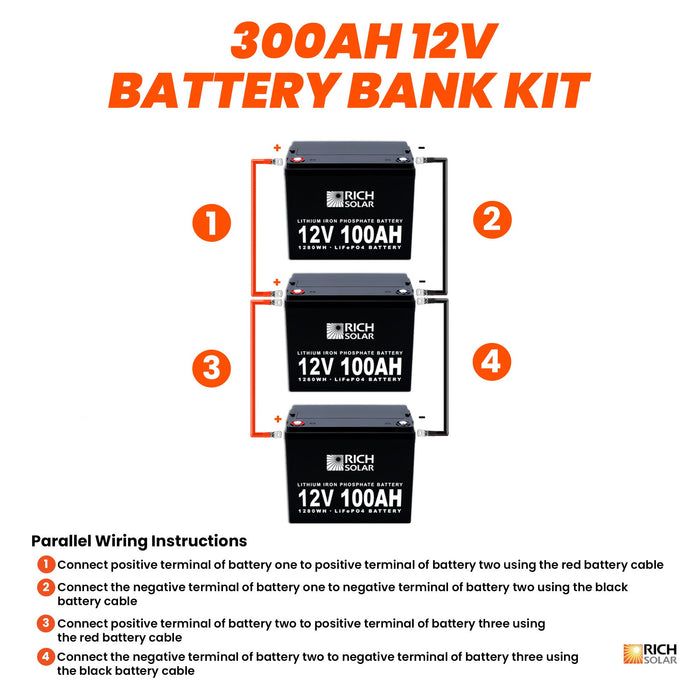 Rich Solar 12V 300AH 3.8kWh Lithium Battery Bank