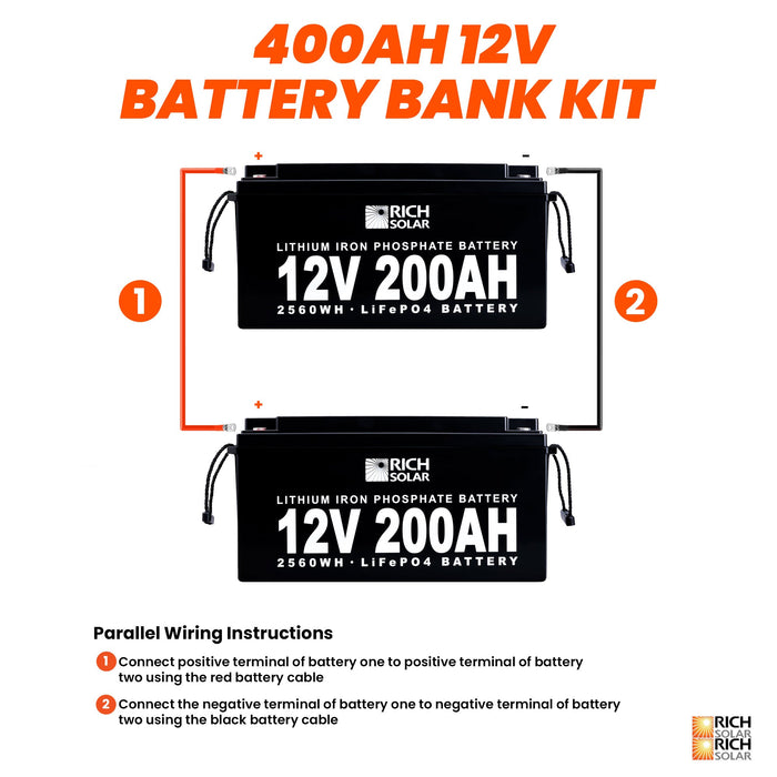 Rich Solar 12V 400AH 5.1kWh Lithium Battery Bank
