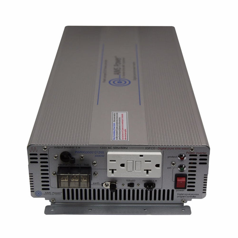 Aims Power 3000 Watt 12V Pure Sine Power Inverter - Industrial Grade Left Side View