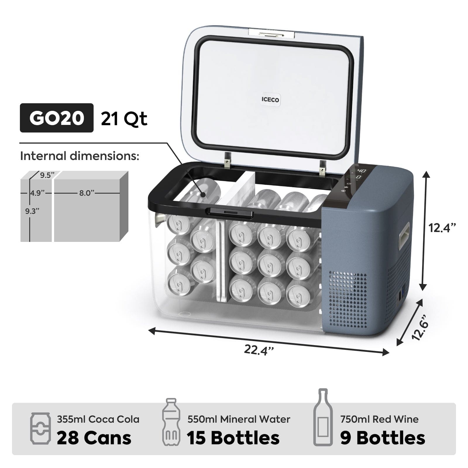 21QT GO20 Dual Zone Portable Fridge Car Freezer 12volt