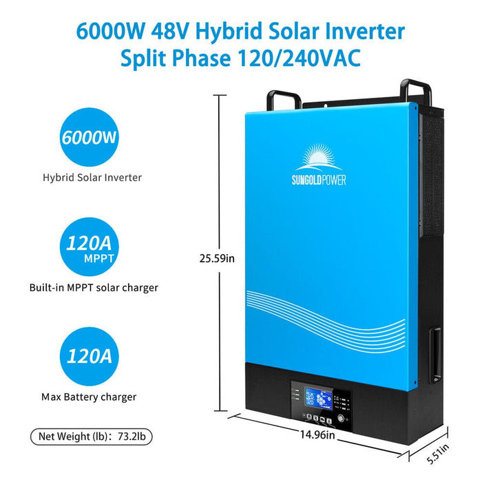 SunGold Power 6000W 48V Hybrid Split Phase Inverter