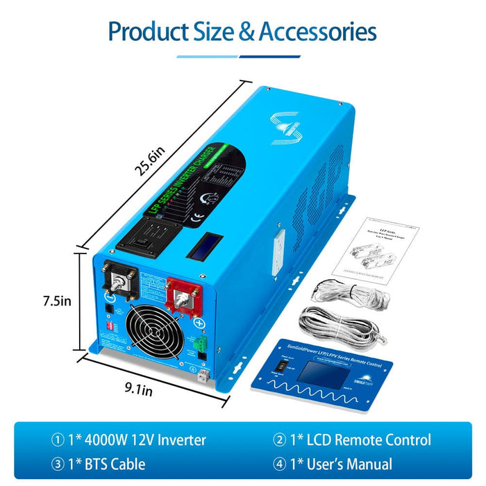 SunGold Power LFP Series Low Frequency Inverters Dimesions and Inclusions