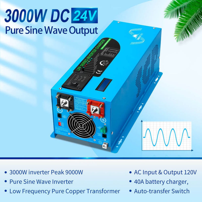 SunGold Power 3000W DC 24V Low Frequency Inverter output and features