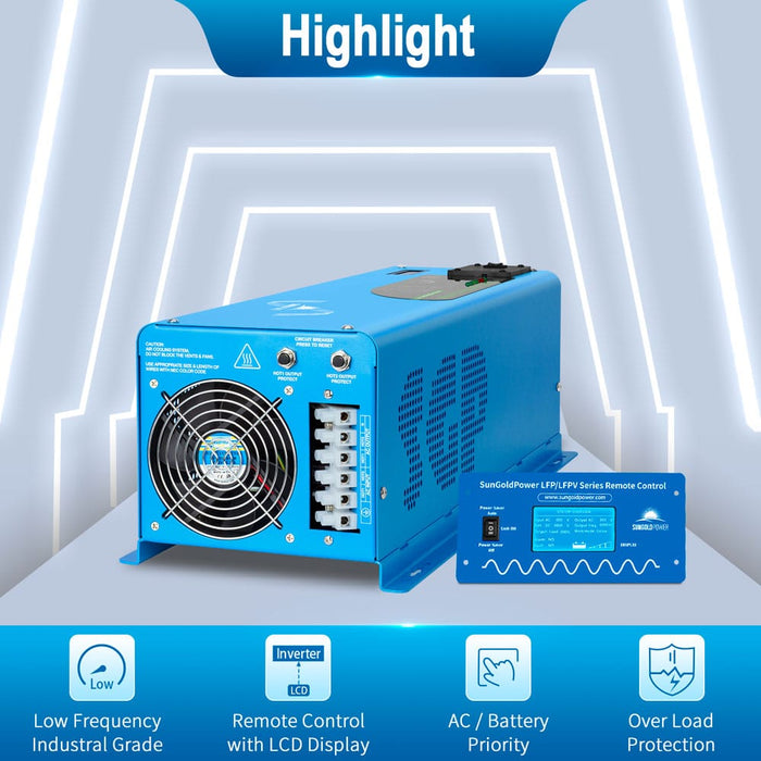 SunGold Power 4000W DC 12V Pure Sine Split Phase Inverter highlight features