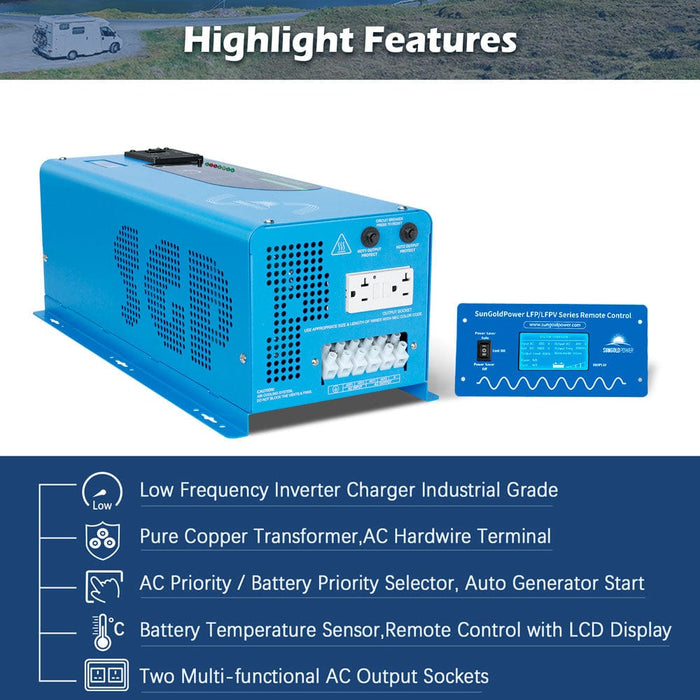 SunGold Power 4000W DC 24V Low Frequency Split Phase Inverter highlight features