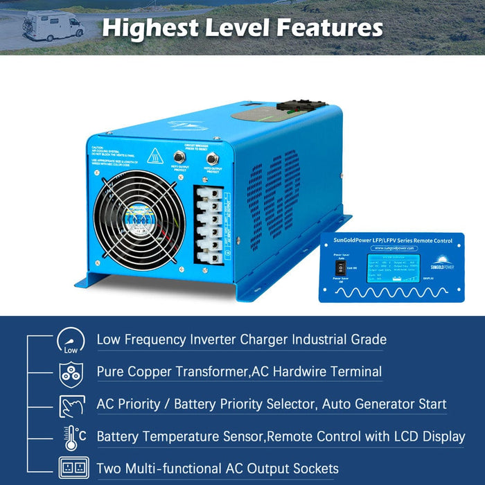 SunGold Power 6000W Wave Inverter Charger Features