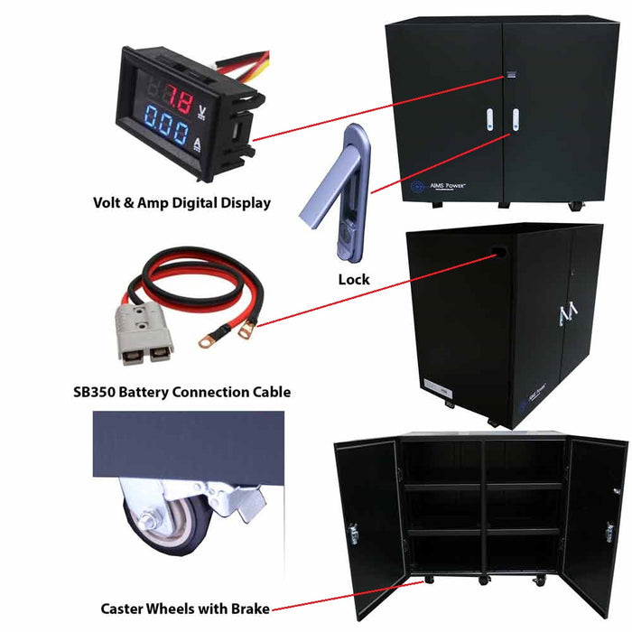 Aims Power Industrial Grade Battery Cabinet - Hold 12 Batteries Main Kit View