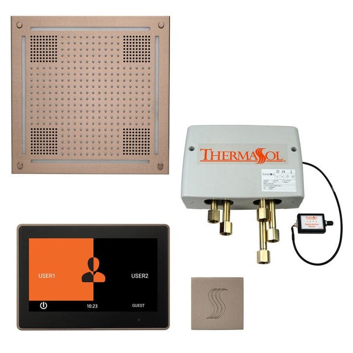 ThermaSol Total Wellness Package with 10" ThermaTouch Square, HydroVive 18 Rainhead, SteamVection Square