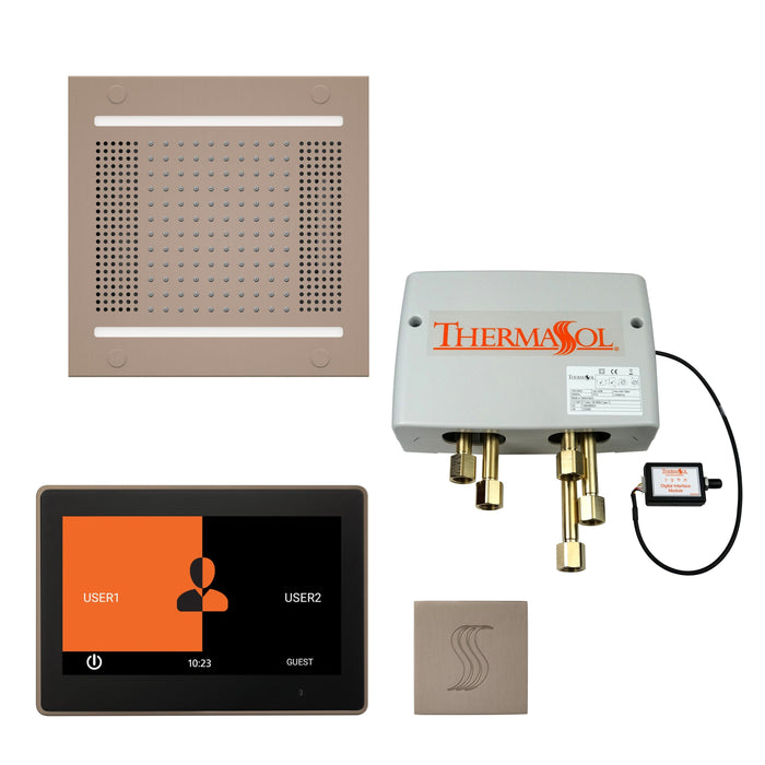 ThermaSol Total Wellness Package with 10" ThermaTouch Square, HydroVive 14 Rainhead, SteamVection Square