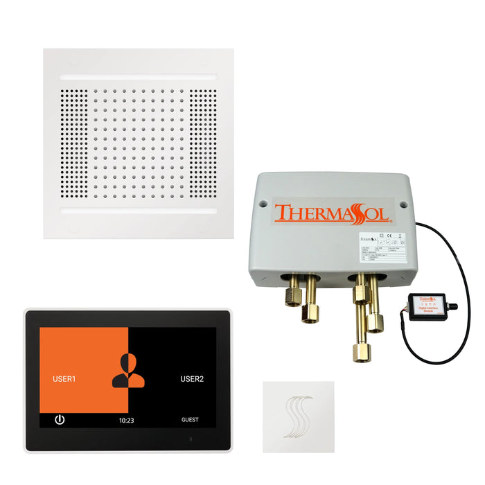 ThermaSol Total Wellness Package with 10" ThermaTouch Square, HydroVive 14 Rainhead, SteamVection Square