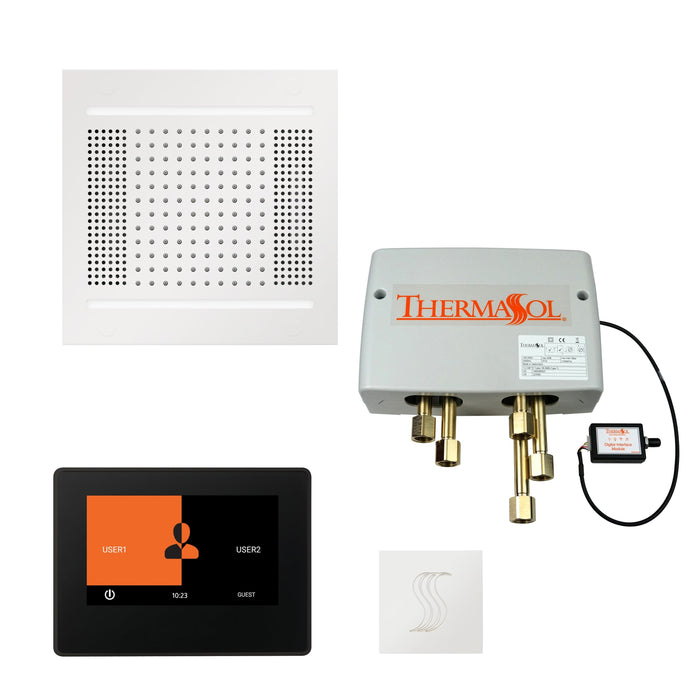 ThermaSol Total Wellness Package with 7" ThermaTouch Square, HydroVive 14 Rainhead, SteamVection Square