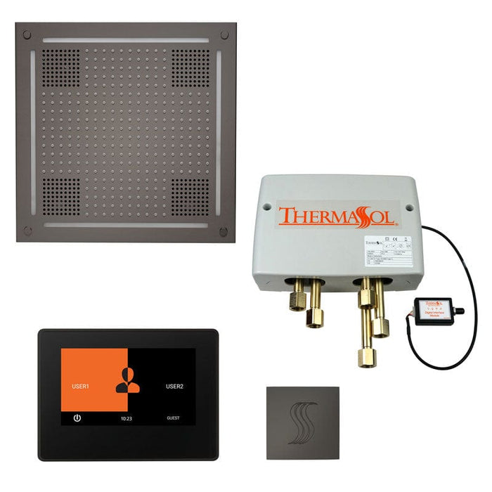 ThermaSol Total Wellness Package with 7" ThermaTouch Square, HydroVive 18 Rainhead, SteamVection Square