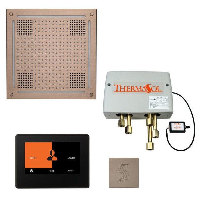 ThermaSol Total Wellness Package with 7" ThermaTouch Square, HydroVive 18 Rainhead, SteamVection Square